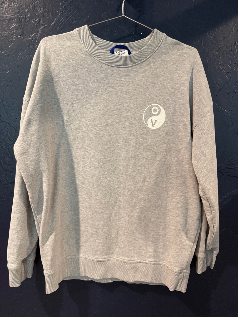Outdoor Voices Heather Gray Crewneck Sweatshirt with Small Chest Emblem
